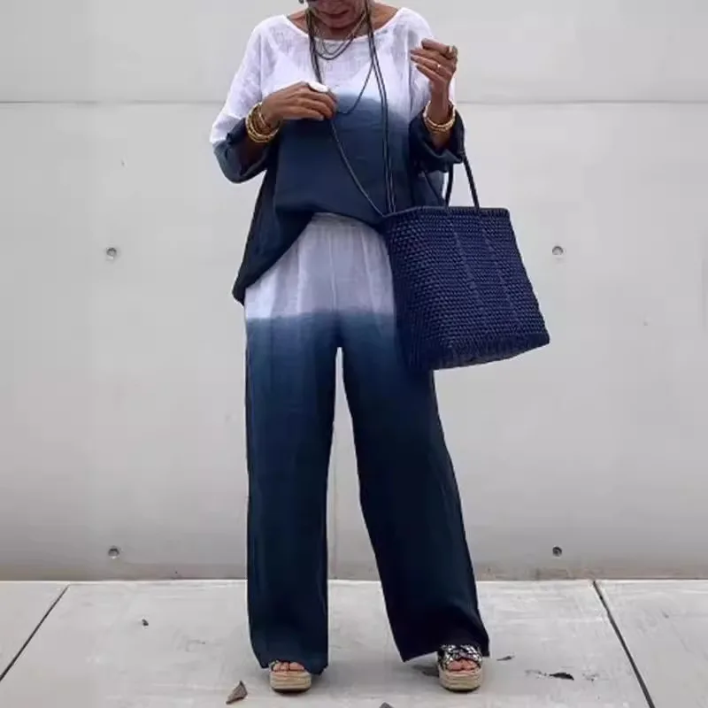 Casual Tie Dye Cotton Linen Women Sets