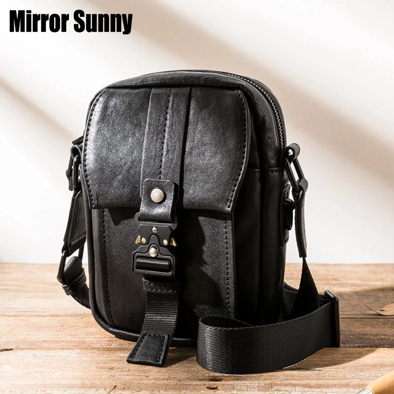 

Genuine Leather New Japanese & Korean Youth Small Bag Cowhide Leather Fashion Mobile Phone Bag Shoulder Messenger Bag Men's Bag