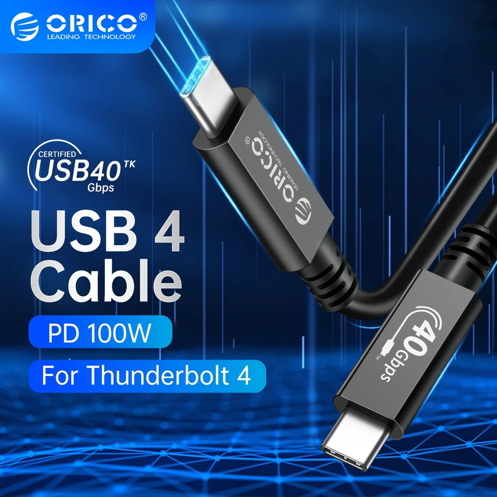 Transferência de Dados Rápida da Carga 40gbps para o Macbook do Thunderbolt de Orico Usb Cabo Usb-if Certificado Usb c Cabo hd 8k @ 60hz Pd100w