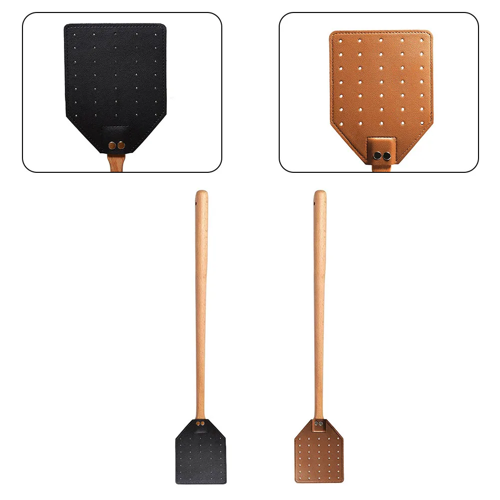 

Mosquito Swatter Leather Fly Swatter Brown Leather With Beech Wood Long Handle For Ind Mosquito Killler