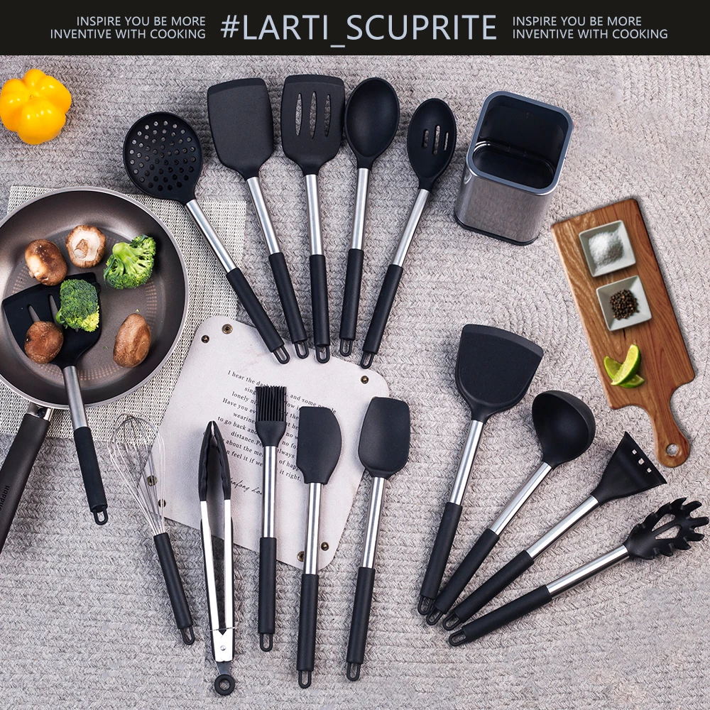Quality Silicone Utensils Set Kitchen Accessories Non Stick Cooking Tool Heat Resistant Spatula Spoon Kitchenware