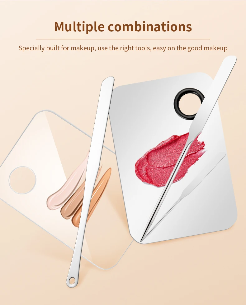 Edelstahl Make-up Mischspatel Stick Mischstab Kosmetik Spatel Foundation Creme Mischwerkzeuge – Detail 10