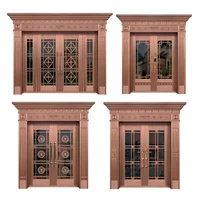 Antique Style Entrance, Villa Double Door, Stainless Steel/copper Door, Waterproof and Wear-resistant, Customized Size 1