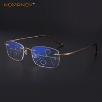 NOMANOV =  Titanium Alloy Rimless Progressive Multifocal Reading Glasses See Near And Far ADD +75 100 150 175 200 To 400 1