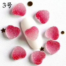 

8*8MM Nail Art Heart Sugar Charm Pink/Blue/Yellow Soft Sugared Nail Jewelry Resign Ornaments Kawaii Candy Nails Decoration 50Pcs