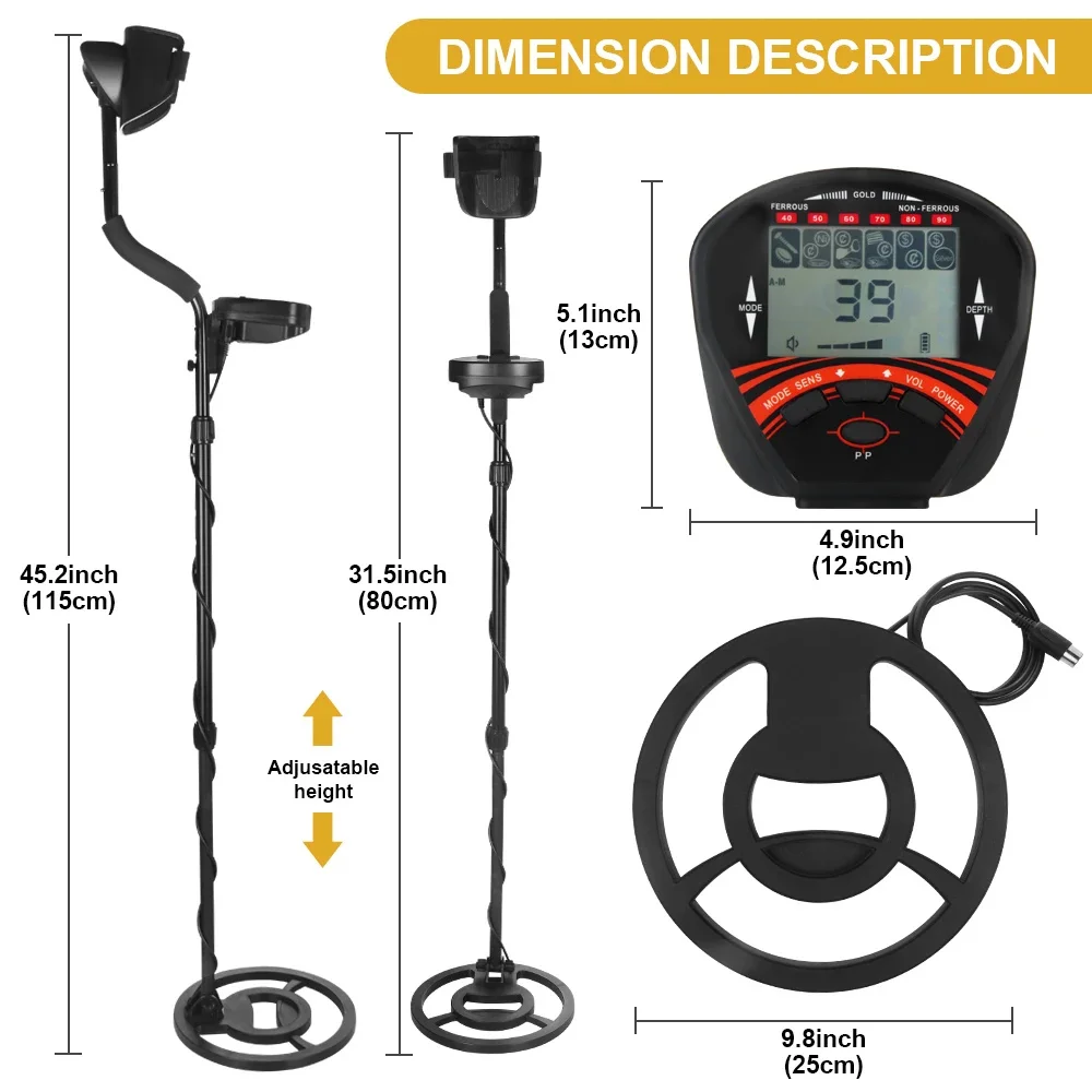 MD810 Underground Metal Detector Gold Digger Treasure Hunter Professional Detecting Equipment 10" Waterproof IP68 Search Coil