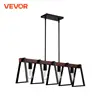 VEVOR 4-Light Kitchen Island Pendant Lights 60W with 2x6'' & 6x12'' Rods Industrial Metal Frame Farmhouse Linear Chandeliers 1
