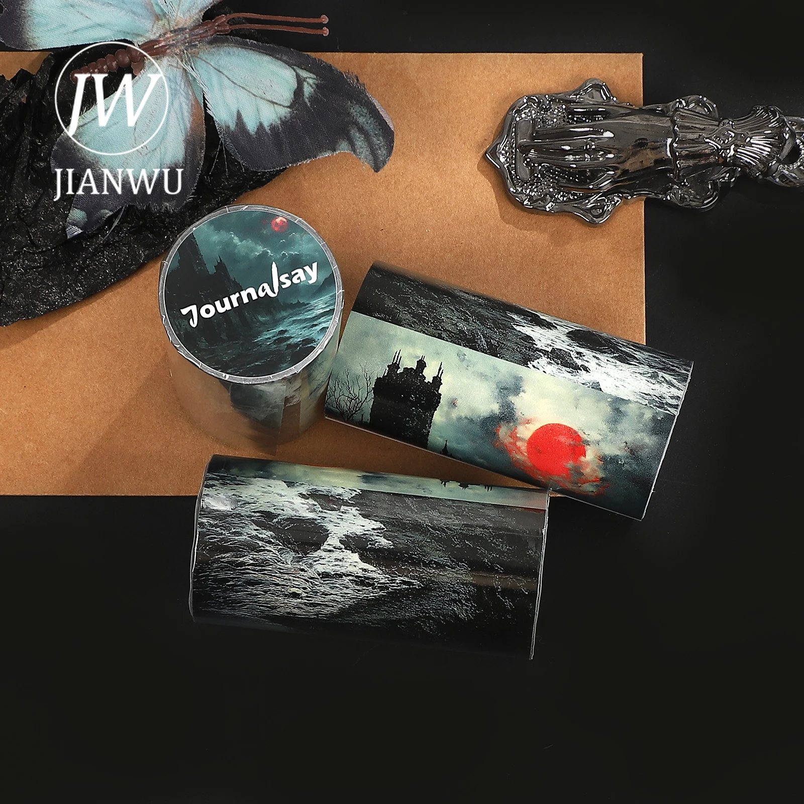 JIANWU 80mm * 207cm 빈티지 고딕 해변 전망 풍경 소재 콜라주 스크랩북킹 와시 테이프 크리 에이 티브 DIY 저널 문구