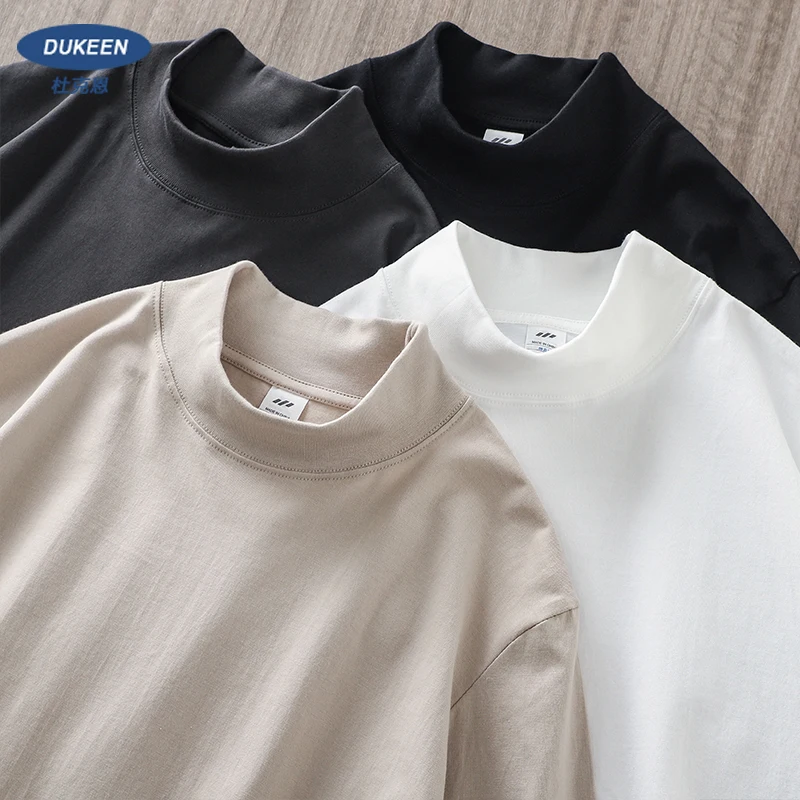 

Dukeen 270G Heavyweight Half-Turtleneck Long-Sleeve T Shirts for Men Autumn 100% Cotton Solid Color Undershirt Men's Clothing