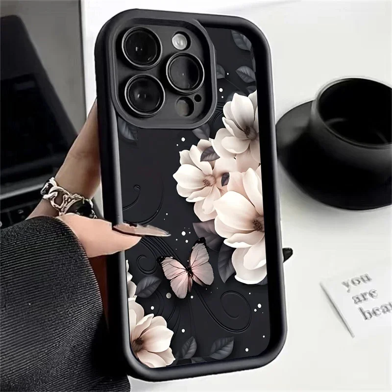 Peony Flower Silicone Case Cover - Ink Design
