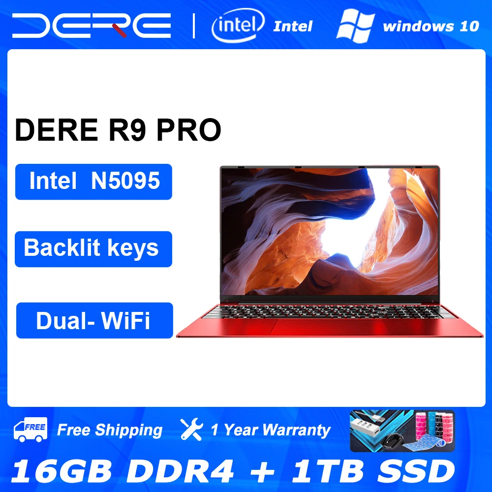 Ноутбук DERE R9 Pro, 15,6 дюйма, 16 ГБ ОЗУ, Т...