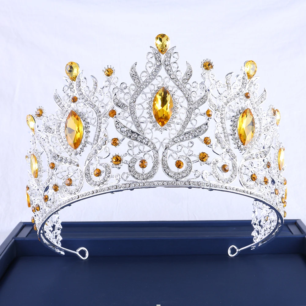 Upscale Crystal Gem Crown ornaments Fashionable Noble Banquet Wedding Women's hair accessories