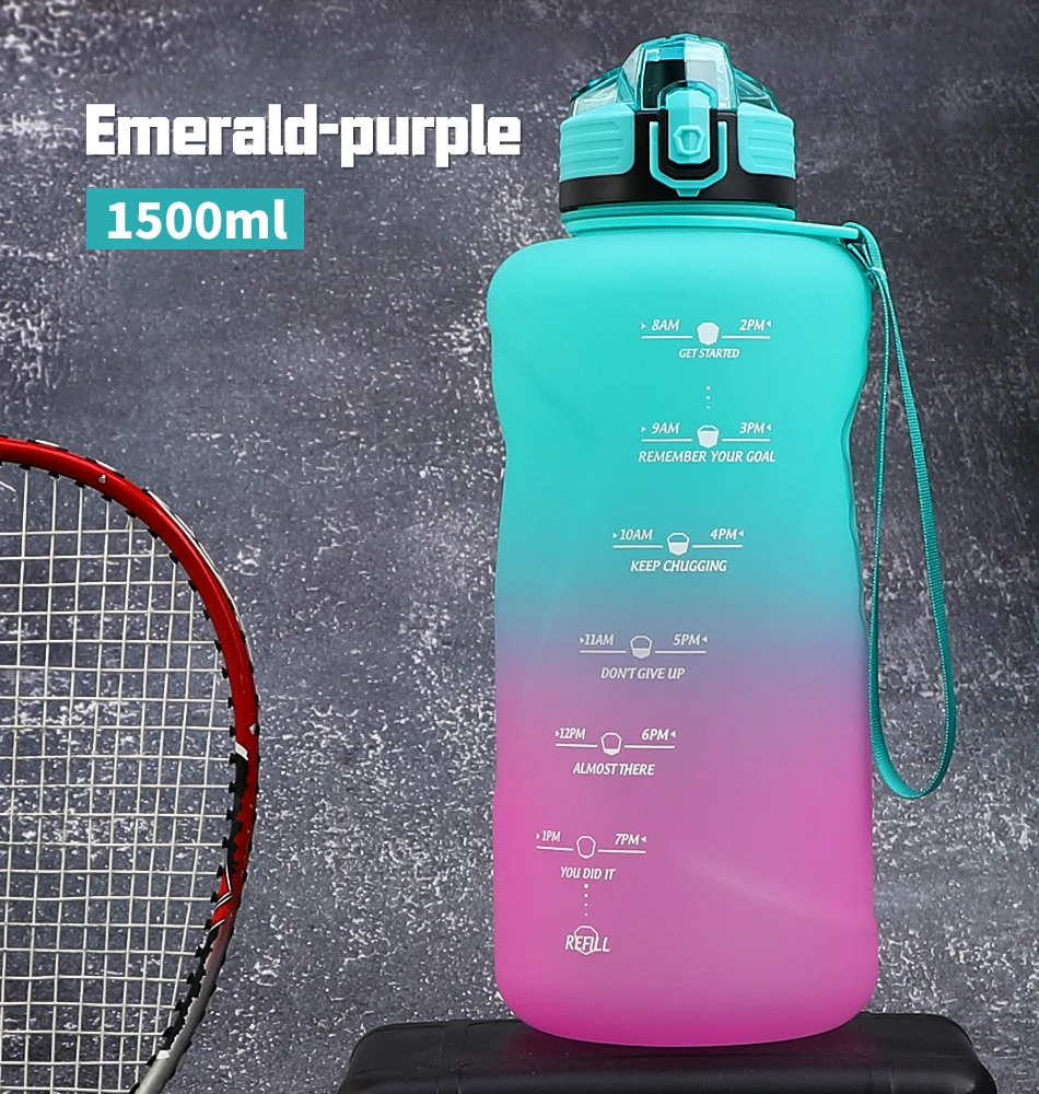 1500ML Sports Water Bottle Large Capacity Fitness With Scale Gradient Kettle Outdoor Plastic Portable Leakproof Water Bottle S978064507f774fce8f8b843a246877244