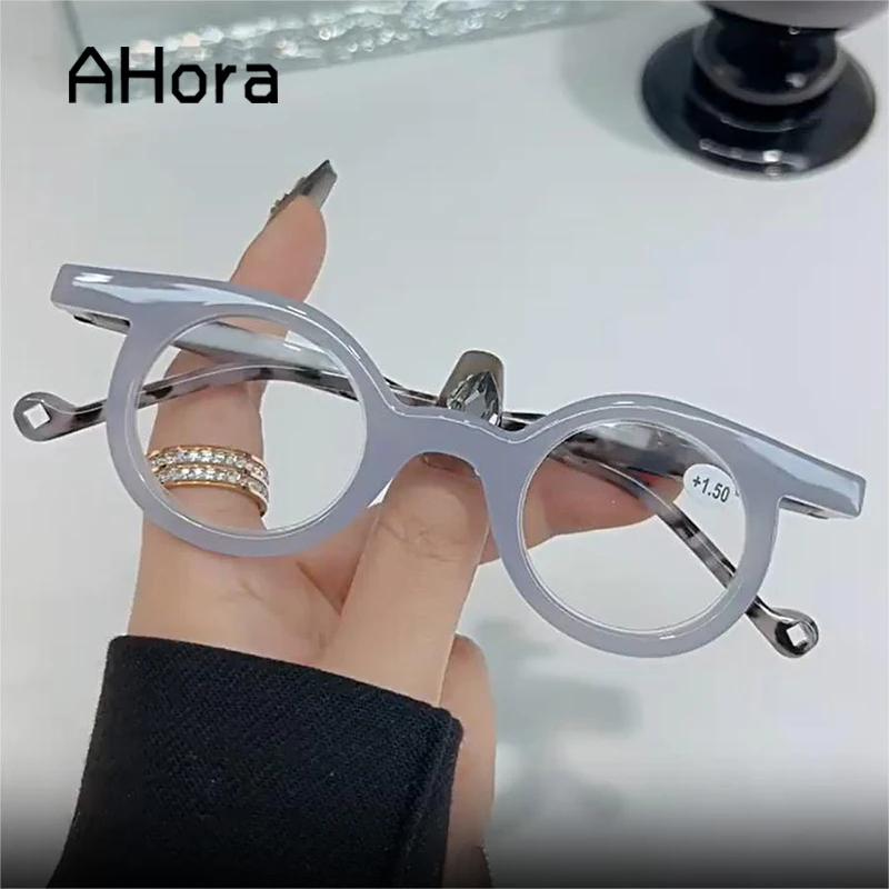 

Ahora New Small Frame Round Reading Glasses Anti Blue Light Blocking Computer Presbyopic Eyeglasses +1.0...+4.0 Fashion Trend
