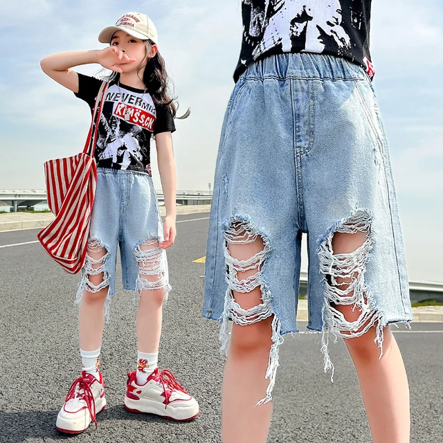 Teen Girls Denim Shorts 8 10 12 14 Years Summer Short Ripped