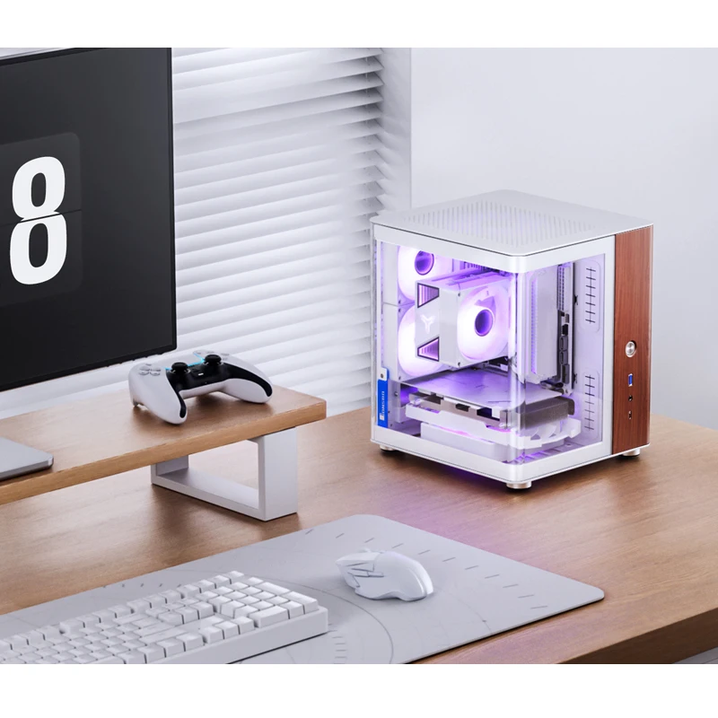 Jonsbo Tk-0 Ocean View Room Itx Chassis Curved Glass Walnut Aluminum Compatible Sfx Power Supply Computer