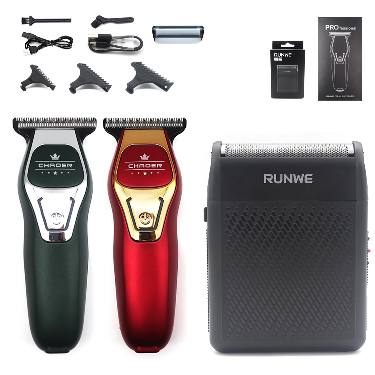 Professional Hair Clipper Kit for Men Cordless USB Beard Trimmer