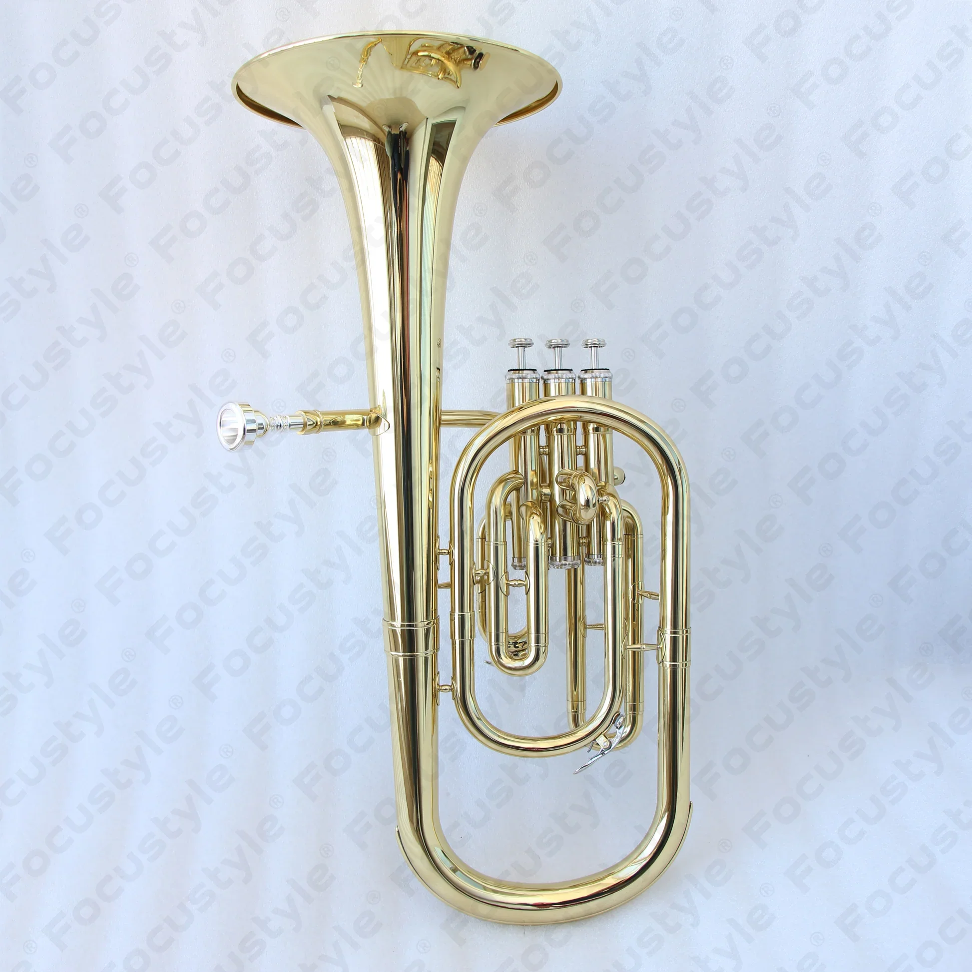 Chinese Factory Alto Horn Gold Lacquer Eb Alto Horn Instrument Fine Polished Piston Brass Musical Instruments