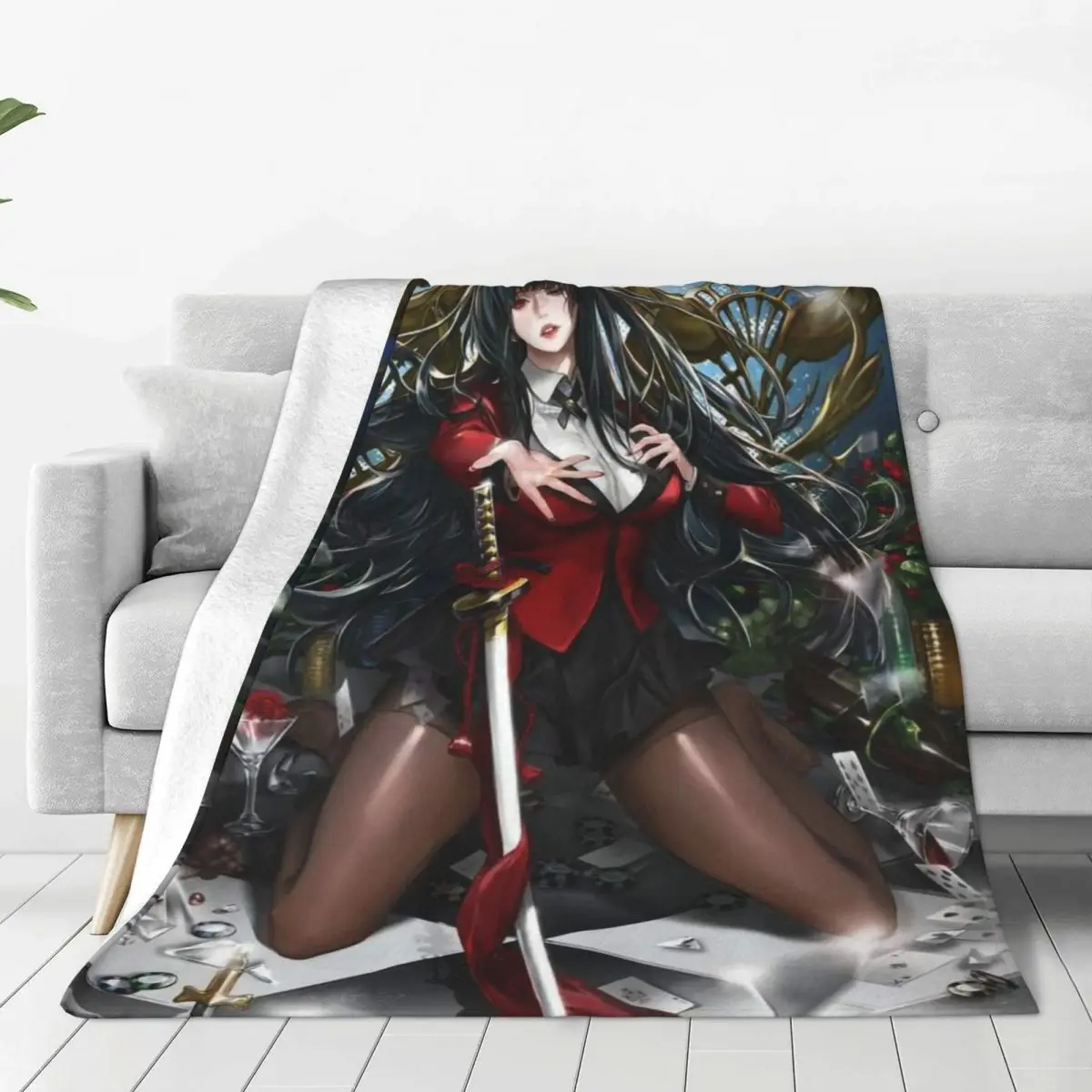 Флисовое одеяло Kakegurui Jabami Yumeko, ультра-мягкое покрывало из японского аниме для интима, постельное белье