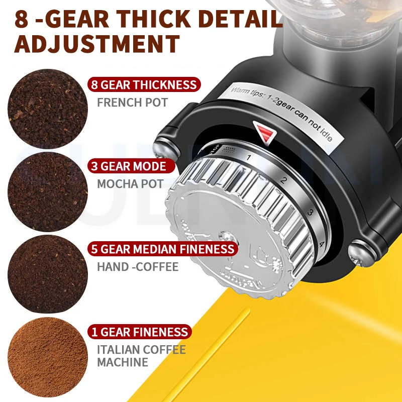 Electric Coffee Bean Grinder Hand-held Grinder Little Flying Eagle Style Grinder Flat Burr Grinding Adjustable Thickness 6