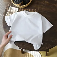 Chemises pour enfants de 2 à 10 ans, pull à manches courtes en pur coton, T-shirt pour bébés garçons et filles, vêtements d'été pour nouveaux étudiants, hauts de couleur unie 3