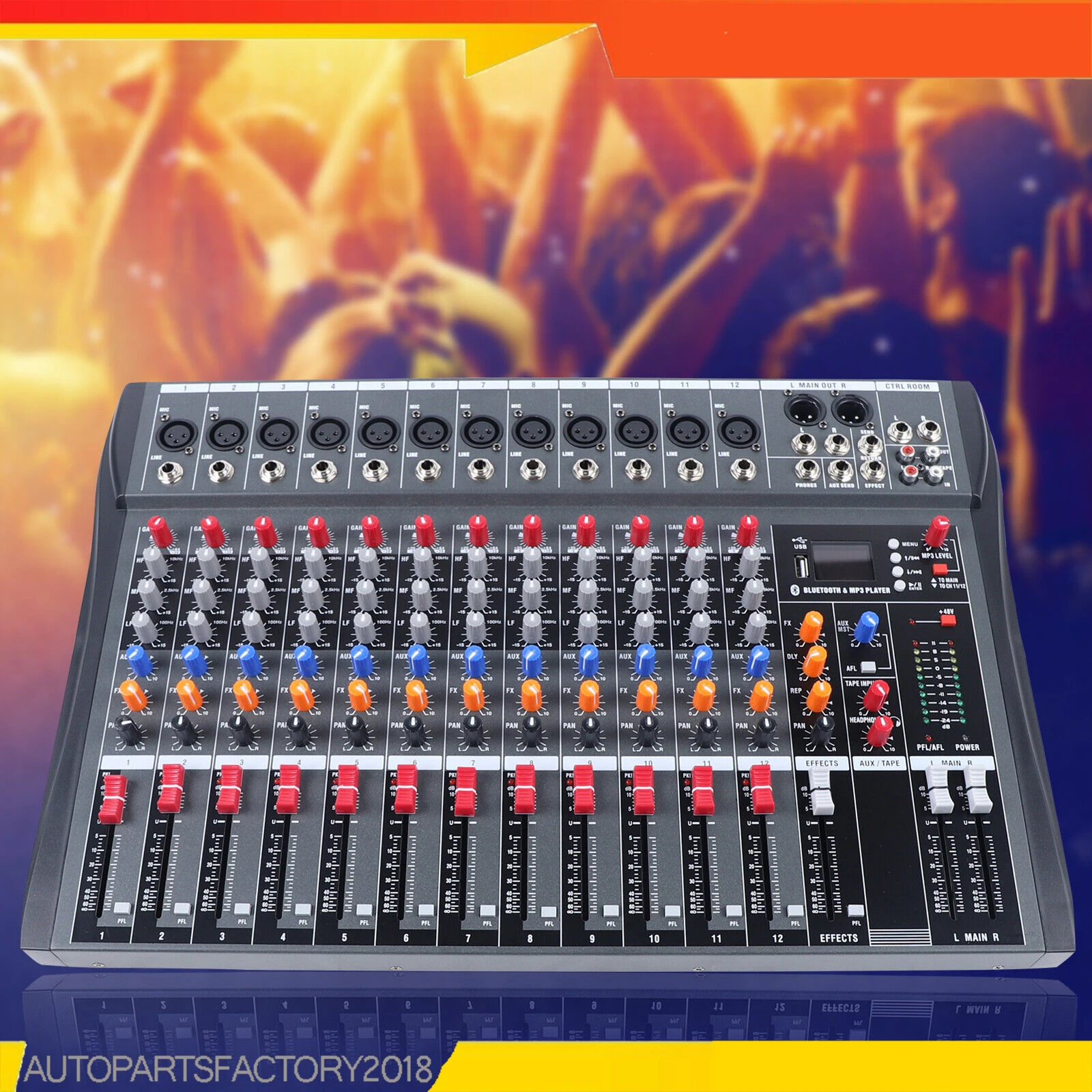 12 Channel DJ Studio Audio Professional Audio Mixer Console Sound Live Studio Sound Mixing Console Machine w/ USB