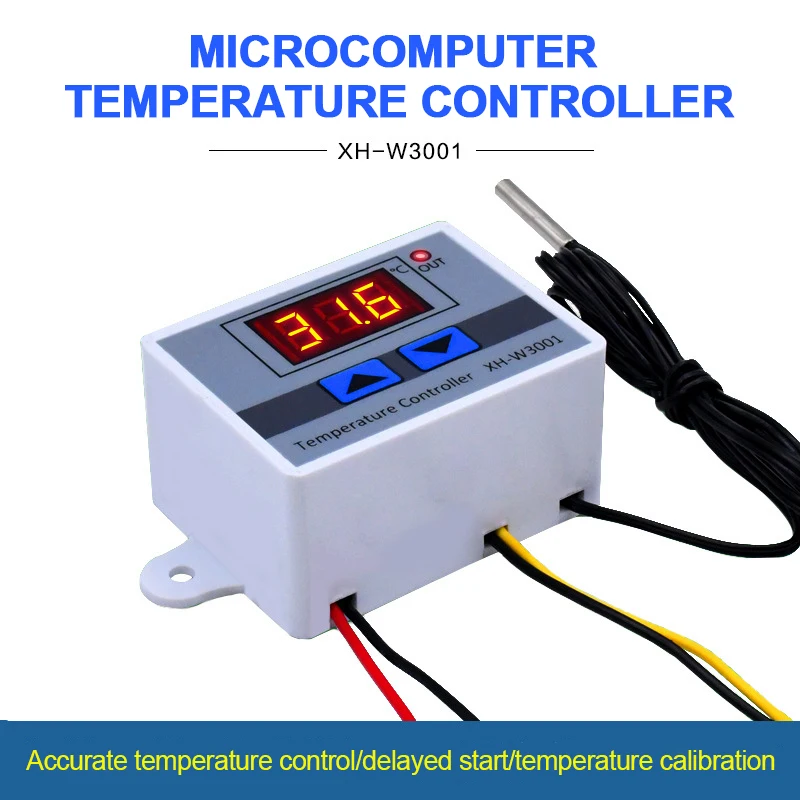 Thermostat Numérique XH-W3001 220V Avec Sonde NTC 10K - Contrôle Chauffage/refroidissement - Plage -50°C à 110°C - Pour Aquarium, Incubateur, Serre - 9