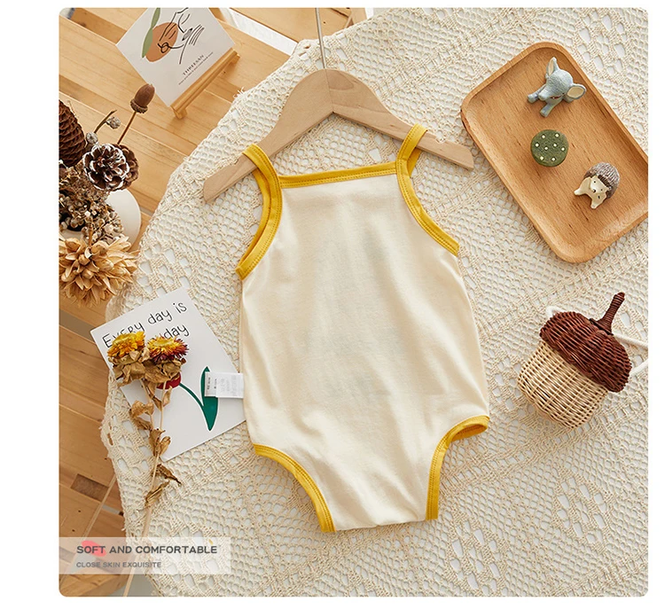 Warm Baby Bodysuits  Sleeveless suspenders Baby summer clothes Korean style baby girl boy clothes Cartoon baby bodysuit Body suit Infant clothes black baby bodysuits	