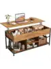 47.2 inches Lift Top Coffee Table for Living Room Rectangular Wooden Coffee Table with Large Hidden Storage and 4 Open C 3