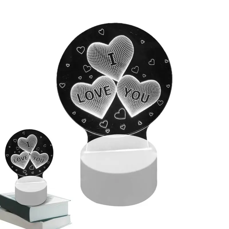 

Heart Night Light Clear Acrylic Heart Shaped LED Light Romantic Room Decor Heart Bedroom Decor Cute Nightlight with Non-slip