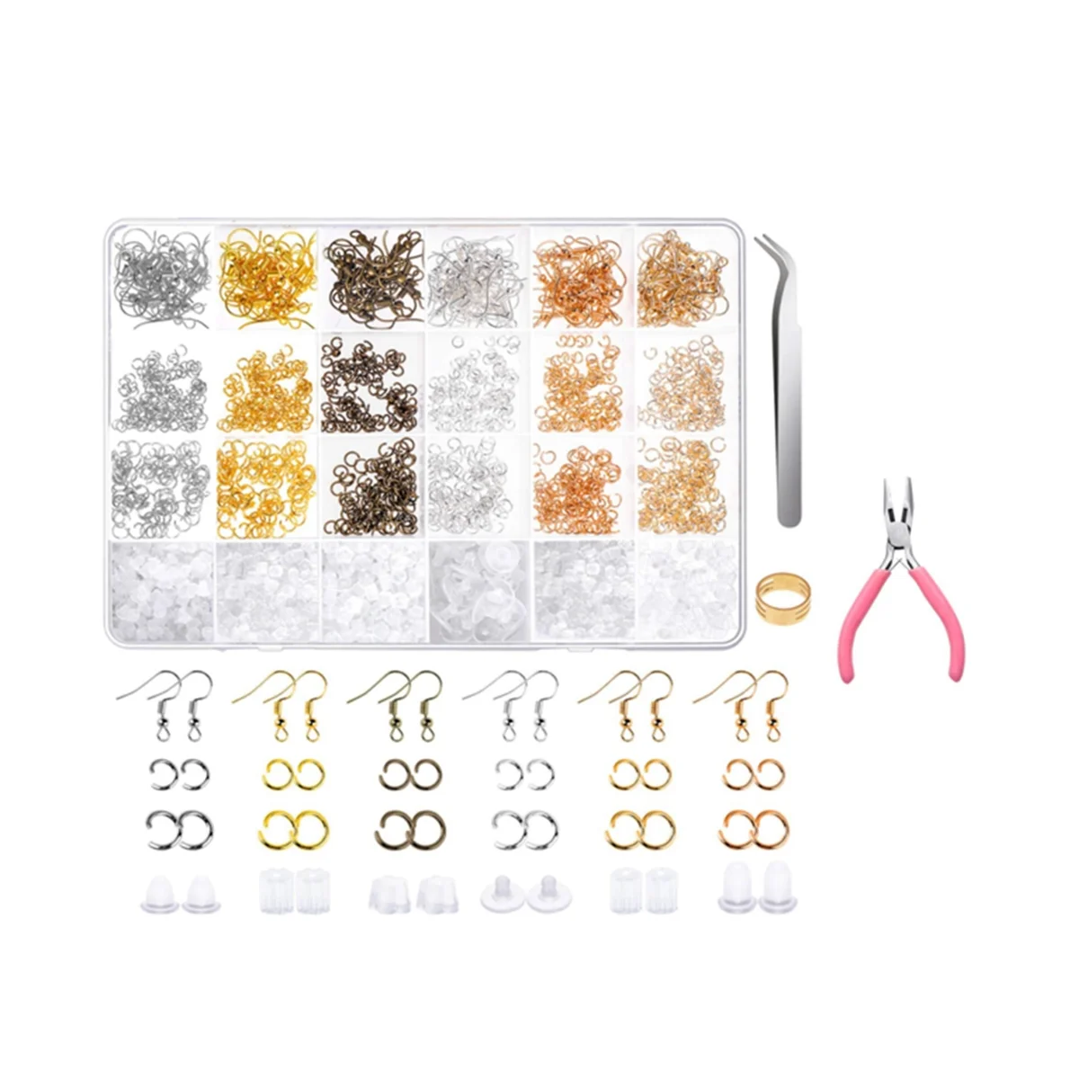 

Earring Making Supplies Kit with Earring Hooks,Open Jump Rings,Earring Backs for Jewelry Making and Repair A