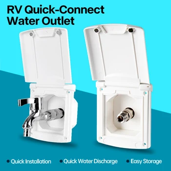 RV Quick-Connect Water Outlet,Magnetic Buckle Cover,Waterproof 13mm Bayonet,Quick Installation for Camper Outdoor Sink Plumbing 1