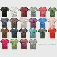 Hommes T-Shirt de base solide coton col en V coupe ajustée mâle mode t-shirts à manches courtes top t-shirts 2017 marque 5