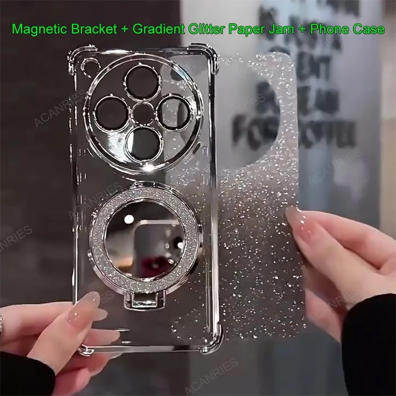 Anti-Shock Plating Case with Makeup Mirror Stand and Four-Corner Protection