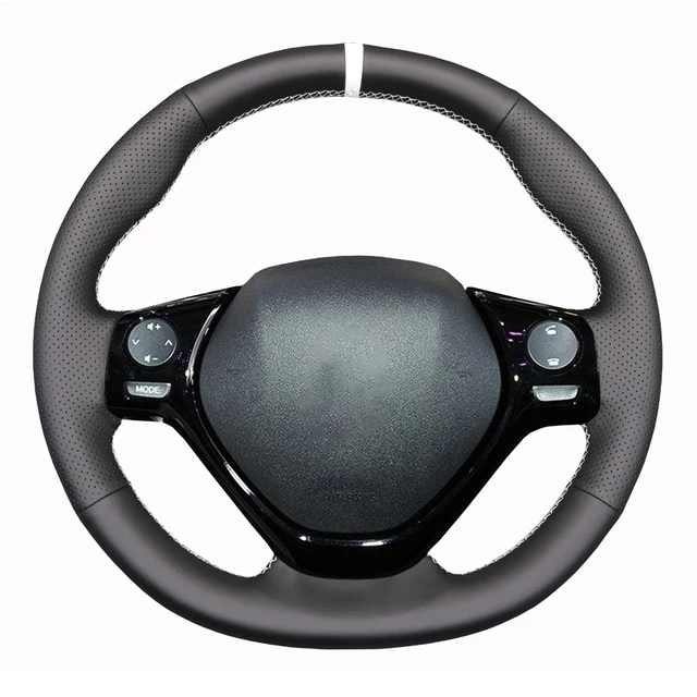 Black Faux Leather Car Steering Wheel Cover for Toyota Aygo 2 2014-2021 Peugeot 108 Citreon C1 2014-2024 1