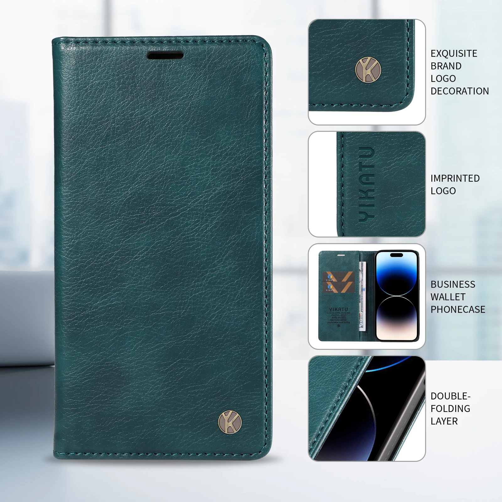 Elegant Flip Wallet Leather Case with Card Holder - Stylish Phone