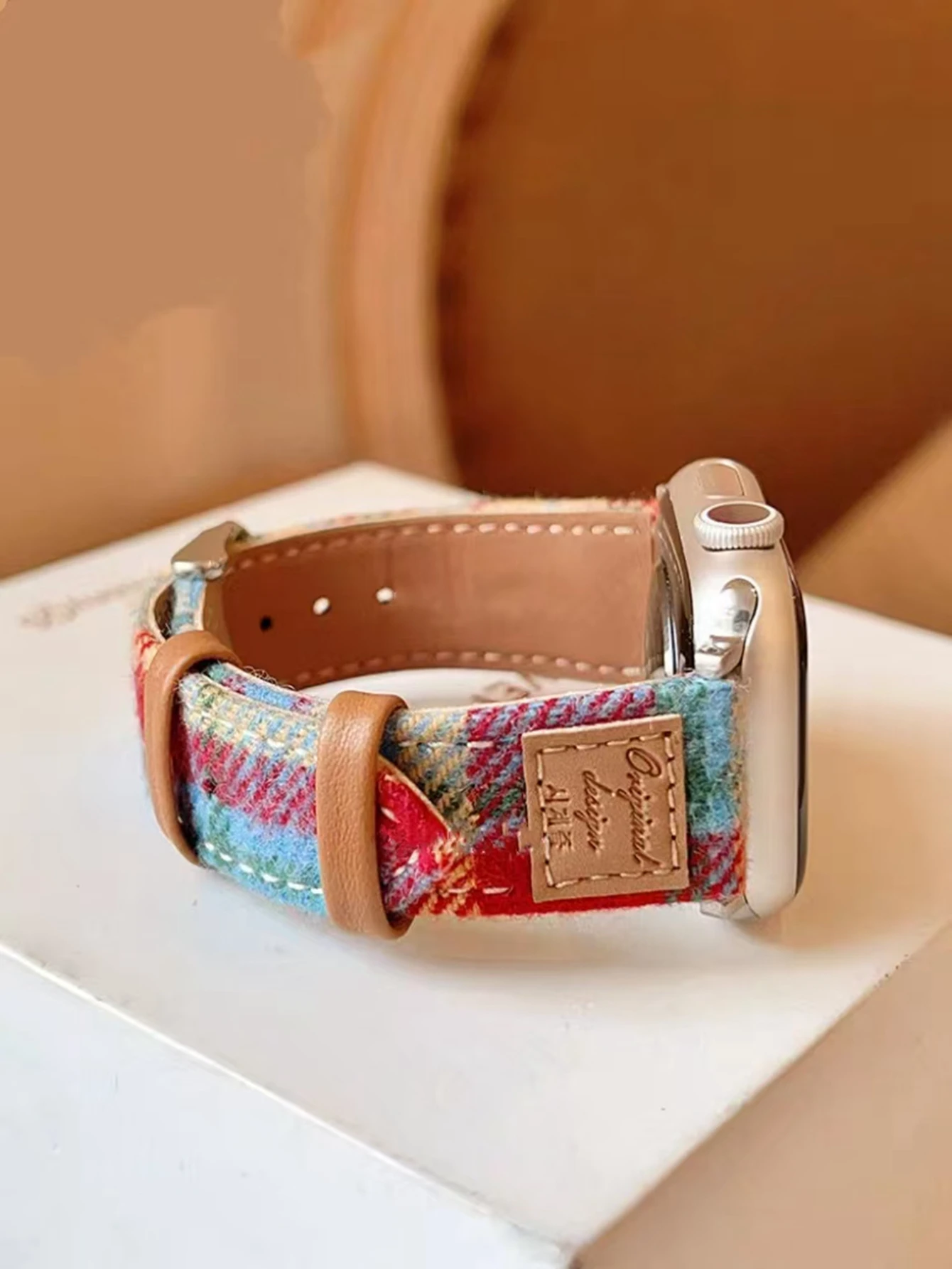 ตัวเลือกสินค้า สายนาฬิกาผ้า denim วินเทจ สำหรับ Apple Watch ผู้หญิง