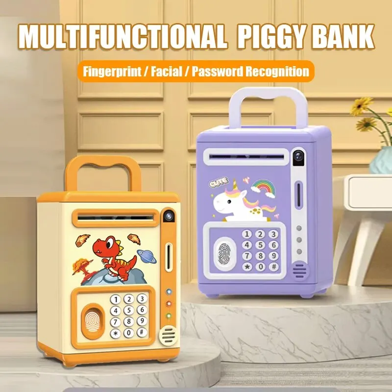 Money saving box Electronic Savings Tank Automatic Paper Rolling Simulated Facial Fingerprint Recognition Birthday Christmas Thanksgiving Gift