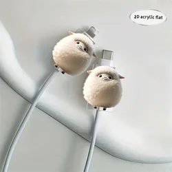 Cute Plush Lamb Design Acrylic Phone Cable Protector Kit - Set of 2 (2pcs)