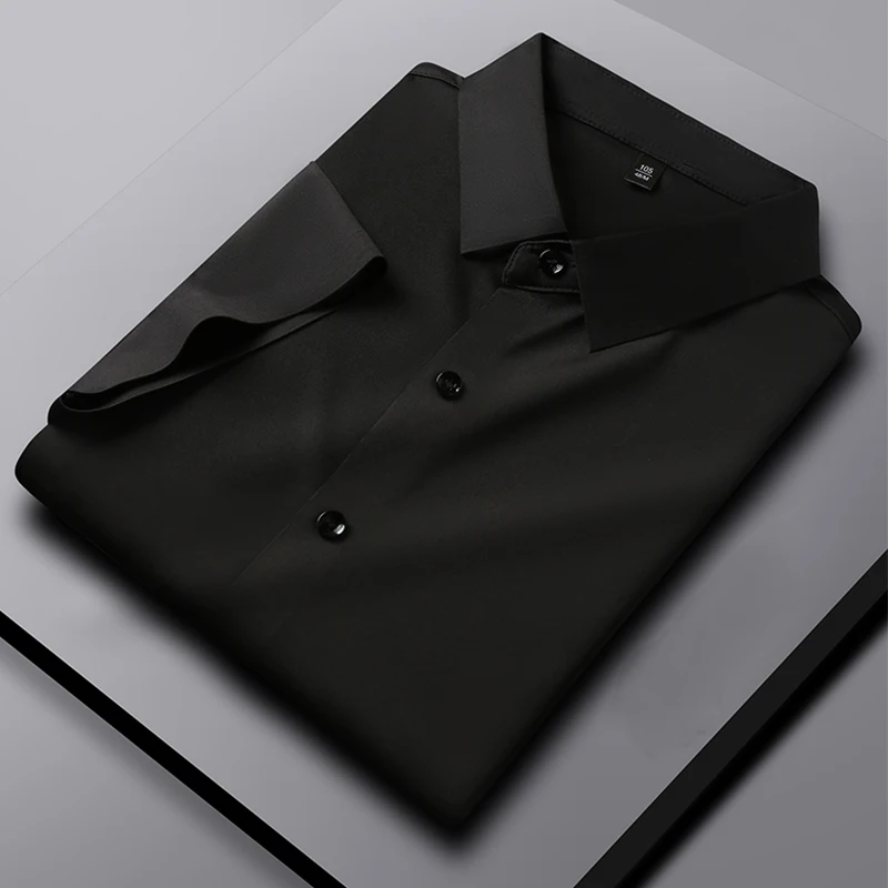 New Herren Business Casual Kurzarm einfarbig Hemd falten frei falten frei bequem die ganze Saison vielseitiges Top – Detail 8