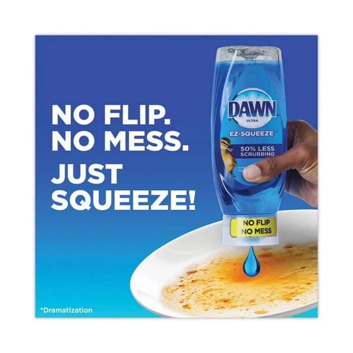 Ultra Liquid Dish Detergent, Dawn Original, Three 22 oz E-Z Squeeze Bottles, 2 Sponges Bundle of 2 Each