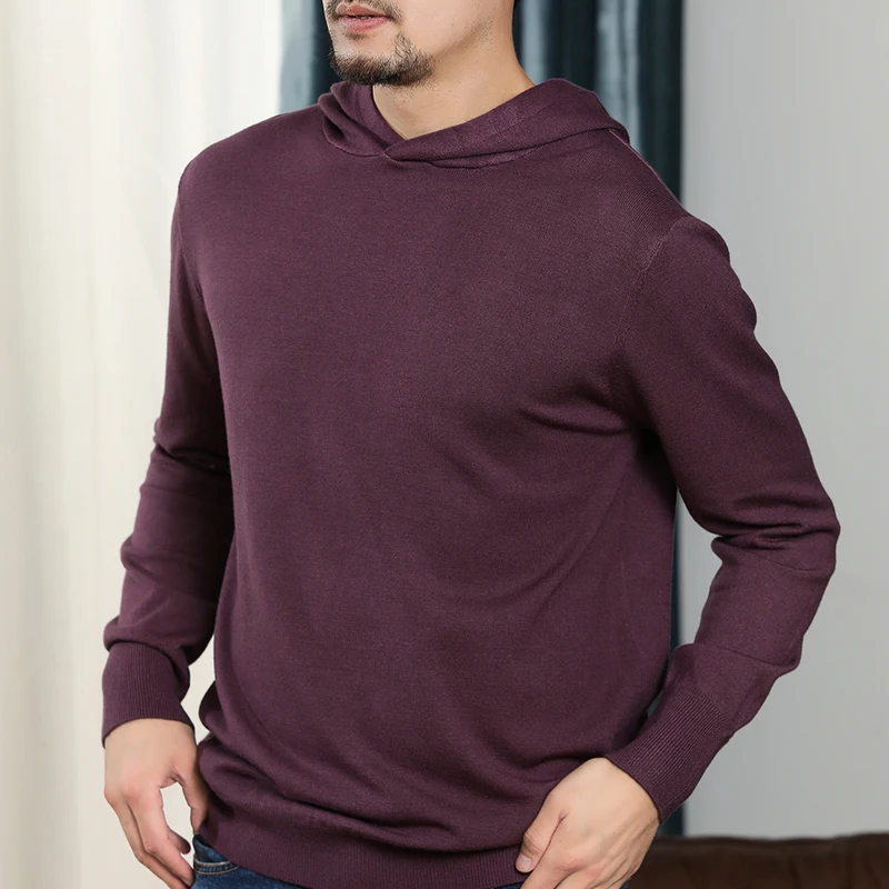 Man Cashmere hoodie Sweaters With Hat  Warm Cashmere Knitted Jumpers Men 2023 Autumn and Winter New Long sleeve hoodie
