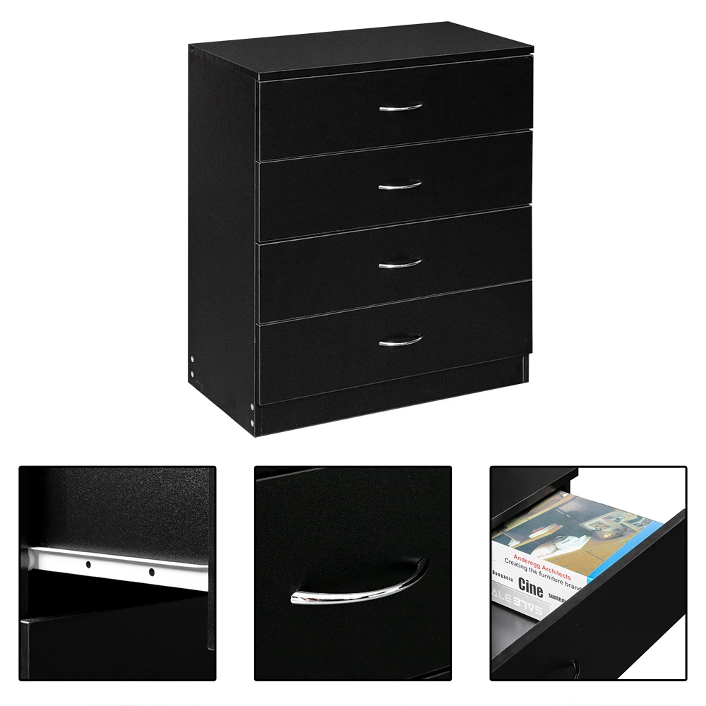 Modern Simple 4-Drawer Dresser Black