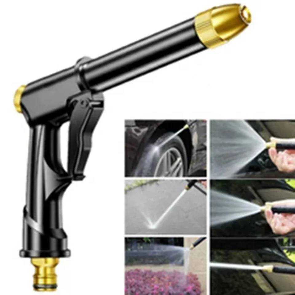Automobile High-pressure Car Wash Water Gun, New Copper-plated Nozzle, Thickened Long Rod, Family Car Dual-purpose High-pressure