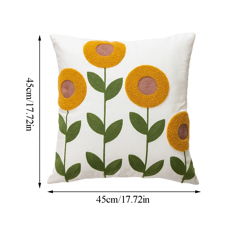 Description Picture 2 of itemFlower Embroidery Pillowcase Throw Pillow Cover Nordic Vintage Style Cushion Covers Home Living Room Sofa Couch Seat Decor