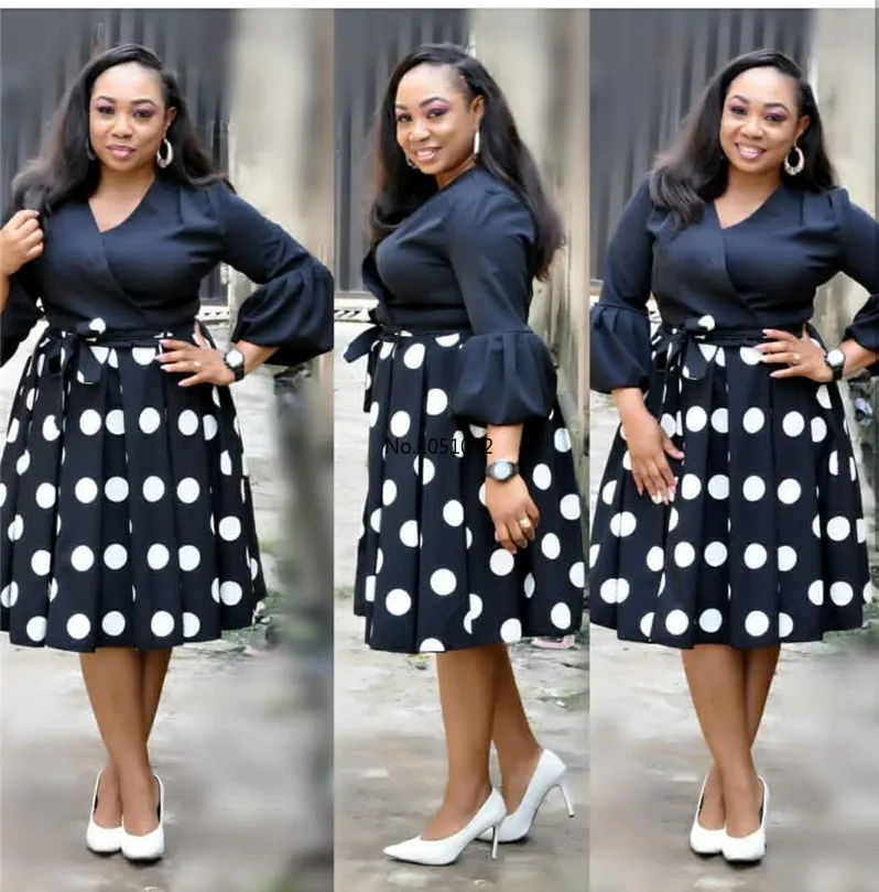 2024 new summer elegent fashion style african women printing plus size polyester dress L-3XL