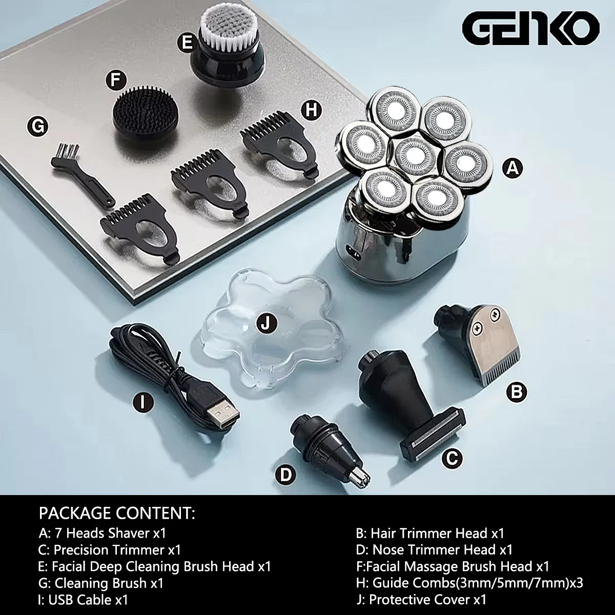 Head Shavers for Bald Men 6-in-1 Waterproof Bald Head Shavers Electric Razor with Hair Sideburns Trimmer Rechargeable  Shavers 6