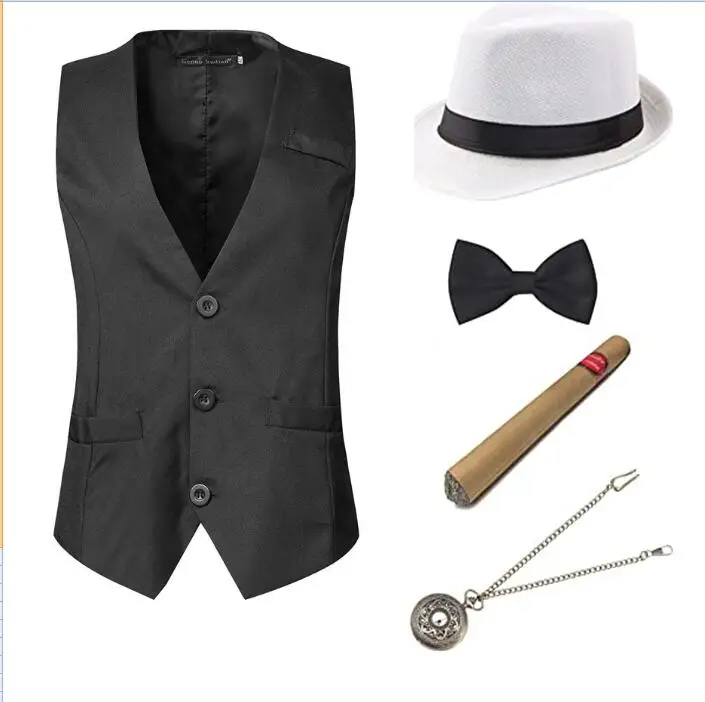 1920s Gangster Kostüm-Set Für Herren – Inkl. Weste, Hut, Hose & Accessoires Für Mottopartys