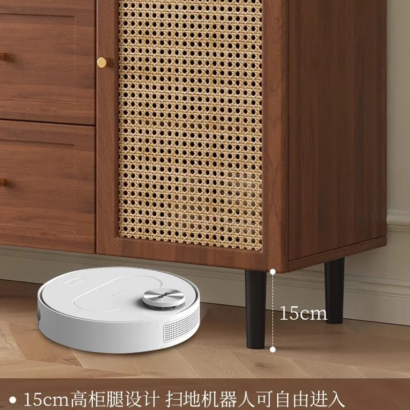 France Solid Wood Sideboard Cabinet Modern Simple Rattan Weaving et Display Cabinet Kitchen Furniture Muebles De Cocina FYSC