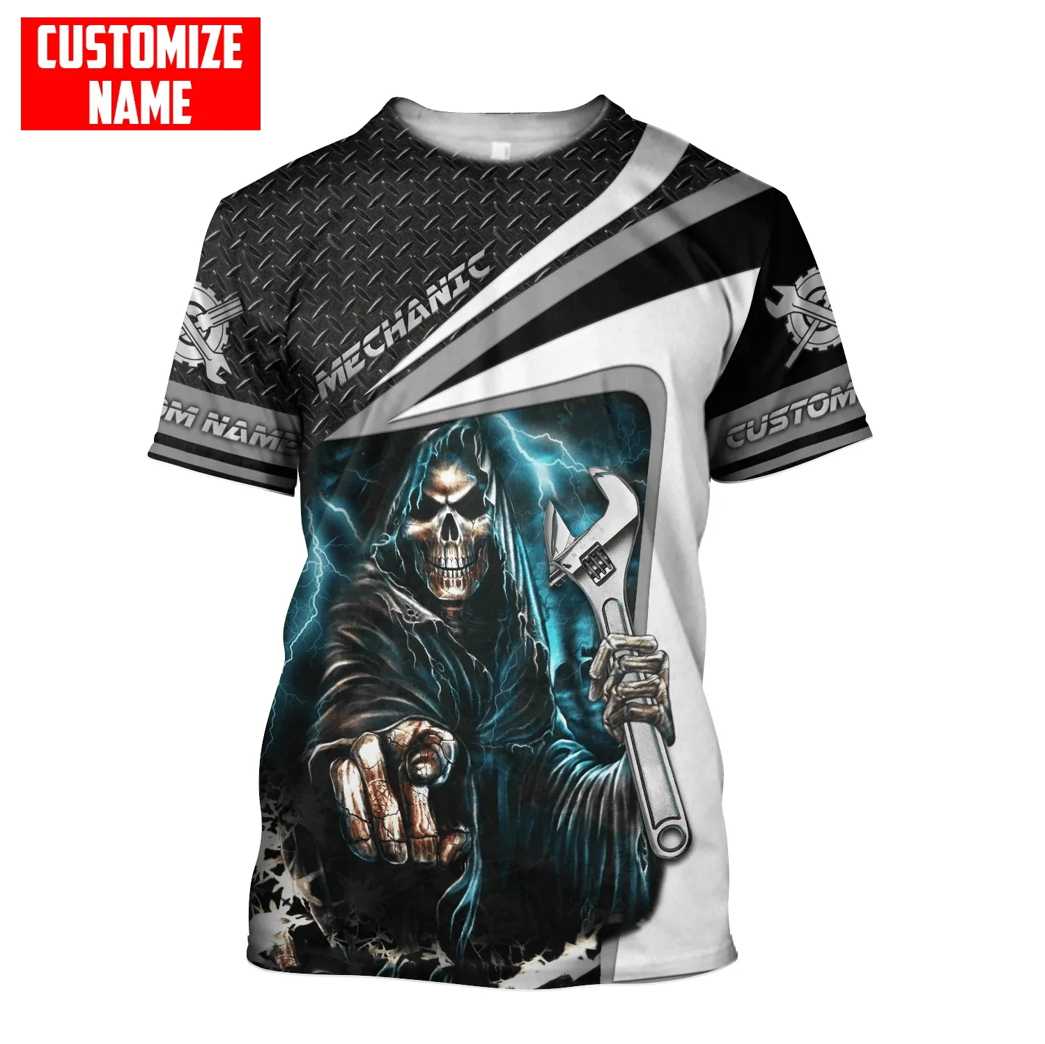 PLstar Cosmos Neueste Sommer Herren T-shirt Personalisierte Name Mechaniker Schädel 3D Gedruckt t-shirt Unisex Casual Cool T-shirt DW107 – Detail 13